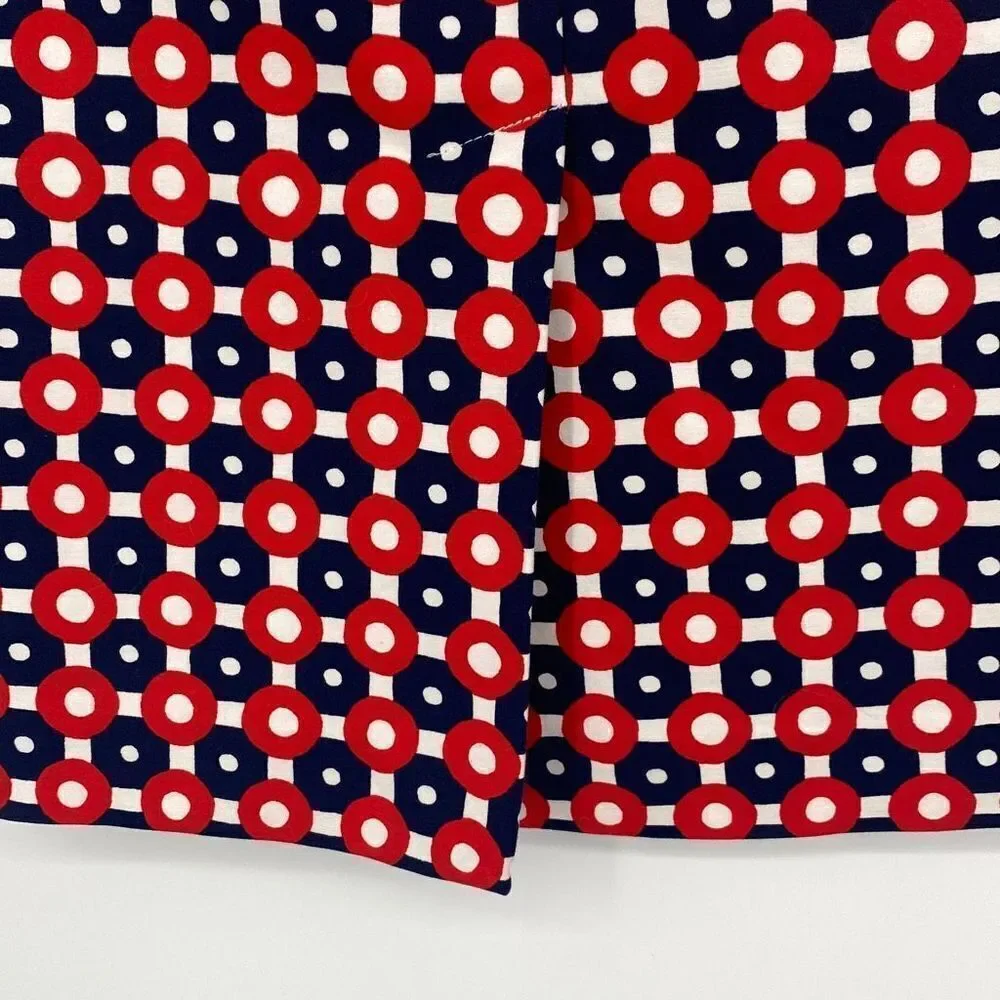 NWOT Boden Richmond MIDI Pencil Skirt Cotton Printed Navy Red White‎ Size 4 Long
